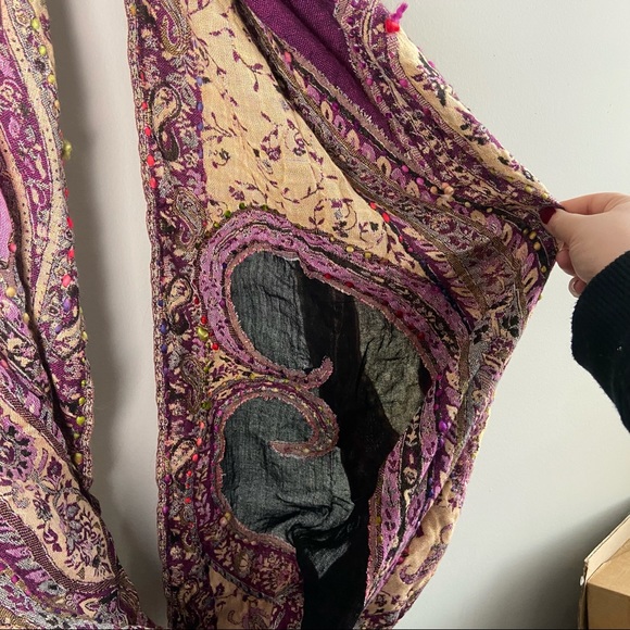 Boho Magenta and Cream Printed Infinity Scarf - Picture 3 of 4